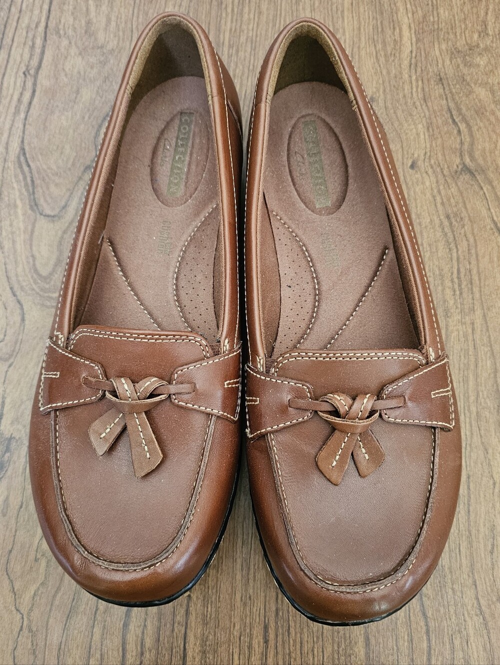 Clarks Ashland Bubble Brown Leather Tassel Loafers  10XW